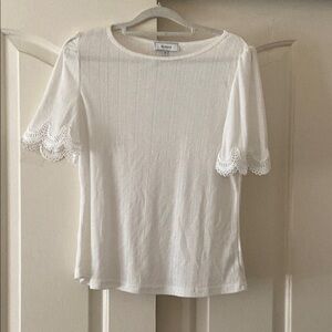 Rihoas Women's White Lace Sleeve Top